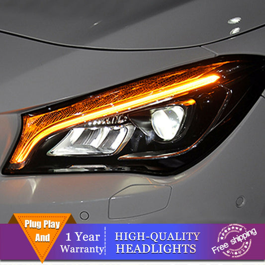 for Benz CLA W117 Headlights LED Lens Beam Projector Full LED DRL 2014-2019