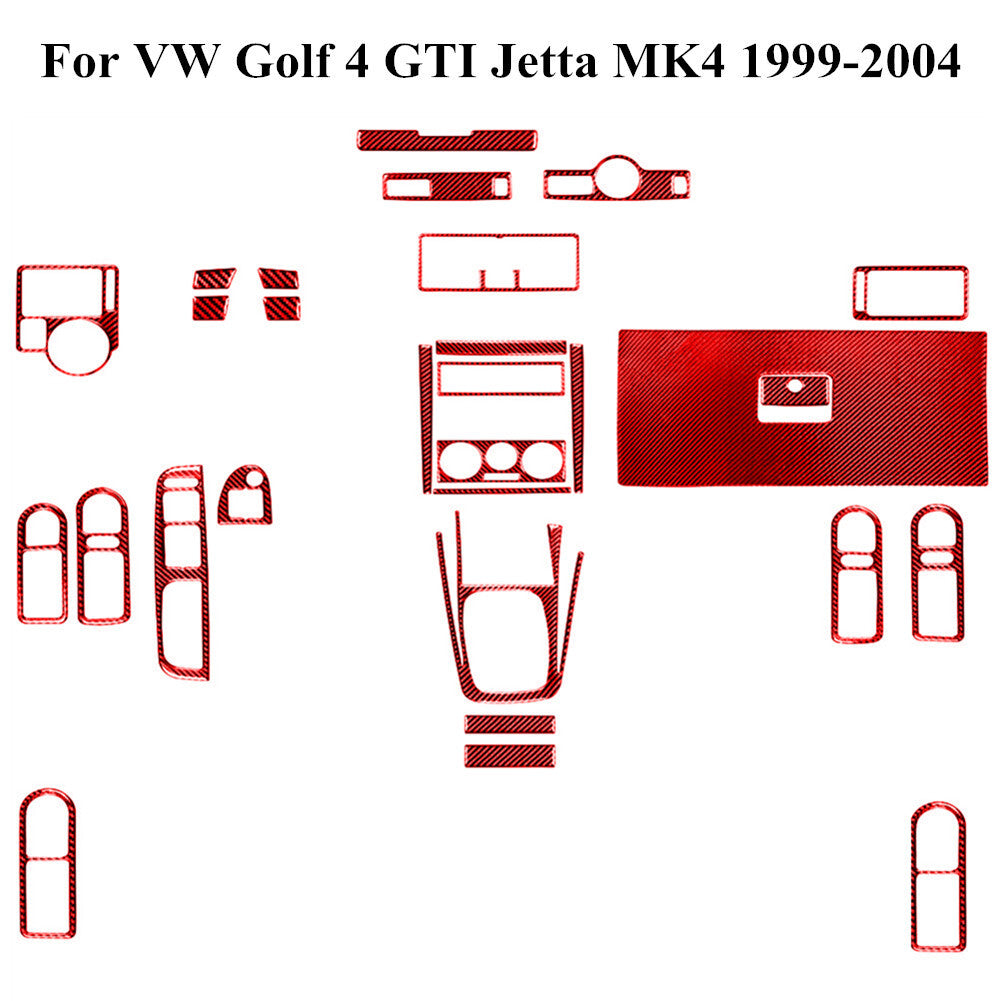 Red Carbon Fiber Full Sets Cover Trim Kit for VW for Golf 4 GTI for Jetta MK4 1999-2004