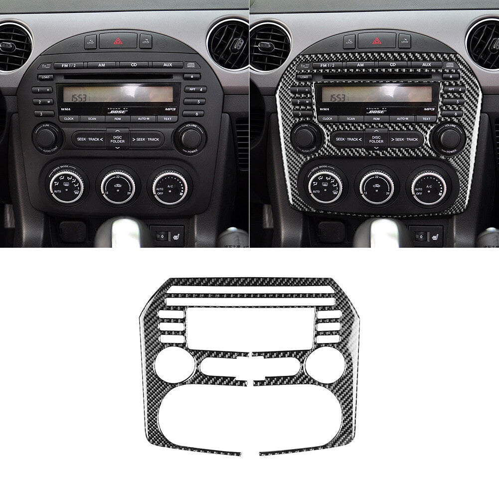 Carbon Fiber Interior Central Console CD Cover Trim for Mazda MX-5 Miata 2009-15