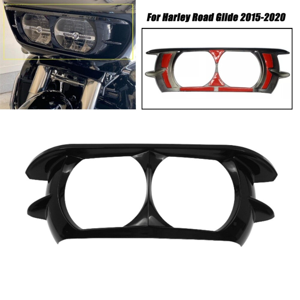 Dual Headlamp Headlight Trim Cover Bezel Fairing for Harley Road Glide 2015-2020