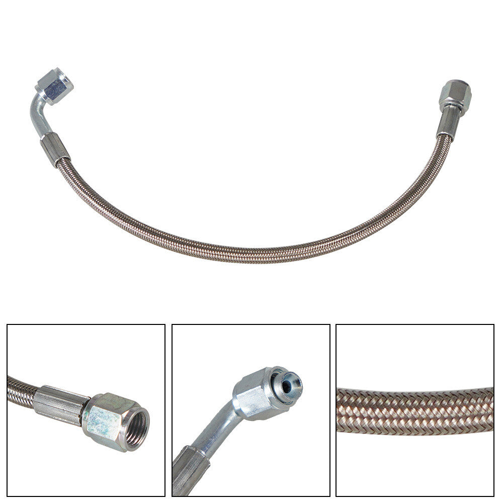 Turbine oil feed line 12-inch steel braided PTFE line 4AN 90° straight hose end PTFE