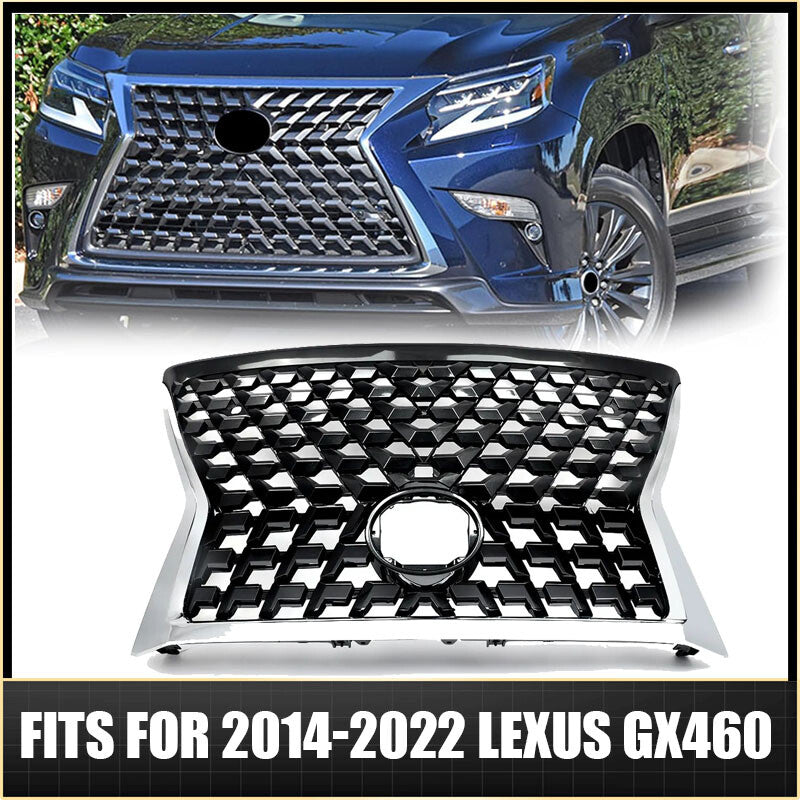 Fits For 2014-2022 for Lexus GX460 Front Upper Grille Chrome Black