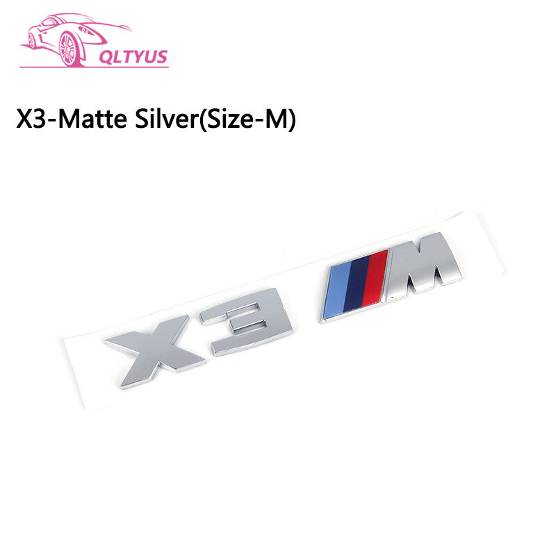 Medium-sized engraved decal badge for BMW matte silver M Series X3M trunk