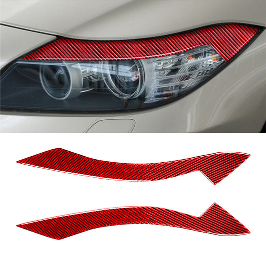 Red Carbon Fiber Front Headlight Eyelid Eyebrow Trim for BMW Z4 E89 2009-2015