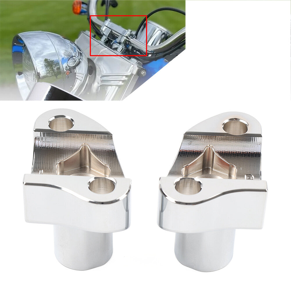 2 Straight Handlebar Risers Chrome for Harley Dyna Sportster Softail Chrome