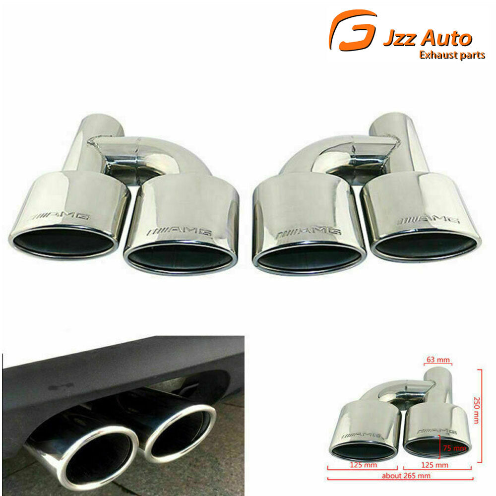 Pair 2.5'' ID Engraved AMG Dual Oval Exhaust End Tip for Mercedes-Benz C-class