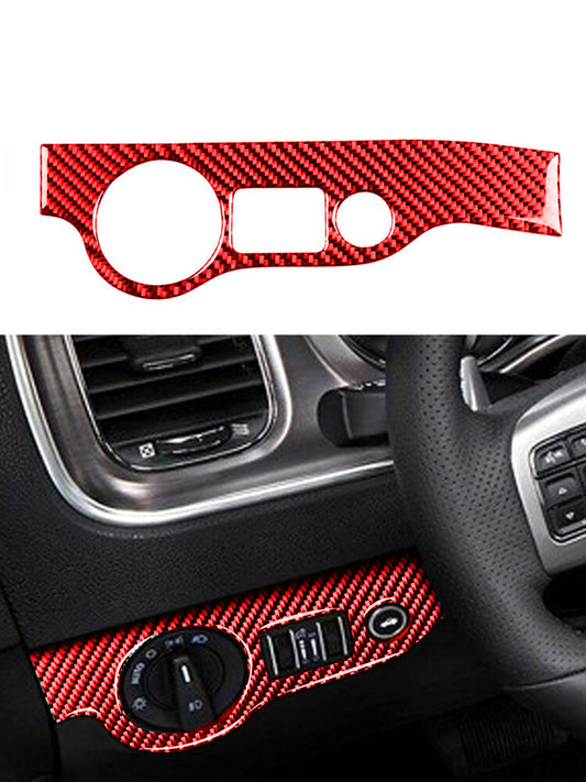 Red Car Headlight Trim Cover Decor Carbon Fiber for Dodge for Challenger 2015-2020