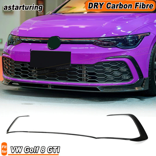 for VW for Golf 8 GTI 2021-23 Dry Carbon Front Bumper Splitters Air Vent Fins Trims