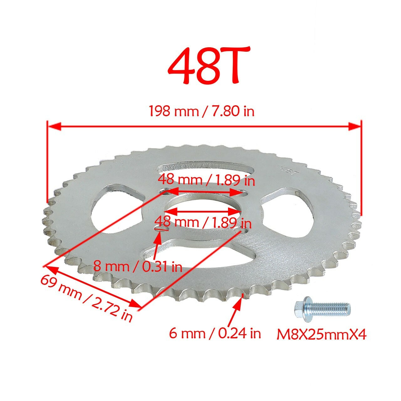 420 rear chain sprocket 48T 48mm suitable for all-terrain vehicles, four-wheel go-karts, Dirt Pit bicycles, Taodao SSR