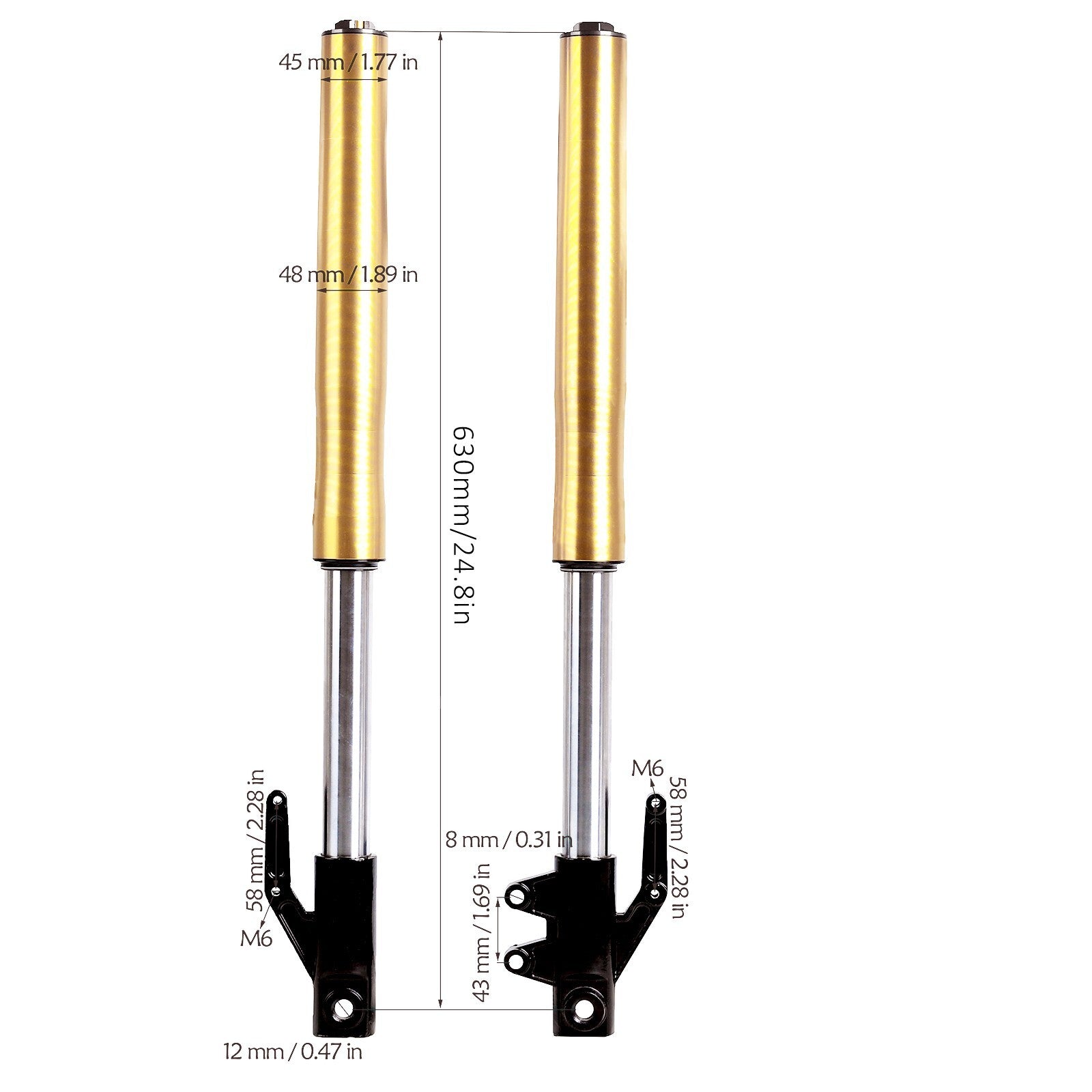 630mm 45/48mm Shock Pit Dirt Bike for Mini Off-Road Razor CRF50 70 Apollo
