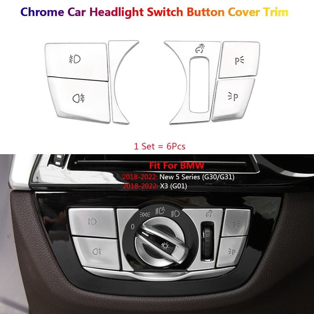 for BMW 5 Series X3 G30 G01 Car Interior LED Headlight Switch Button Cover Trims