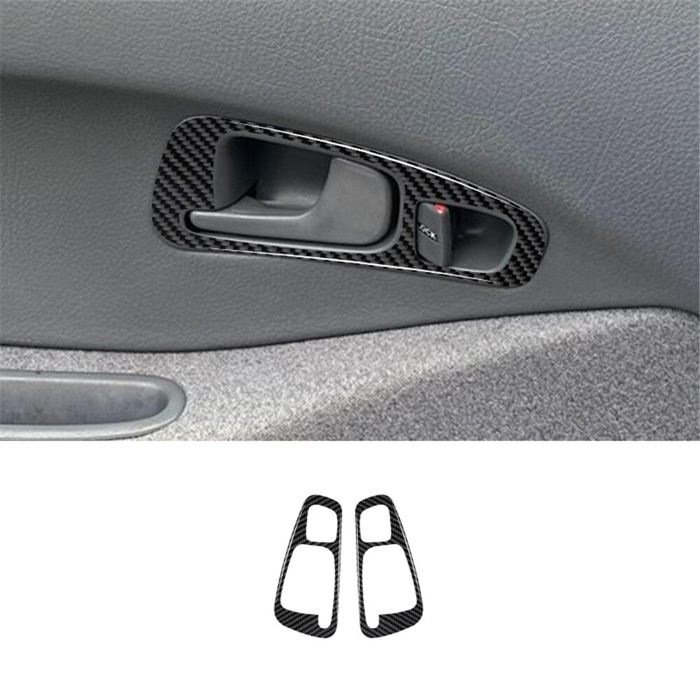 2Pcs Carbon Fiber Door Switch Frame Cover Trim for Honda for Civic 1992-1995 2DR