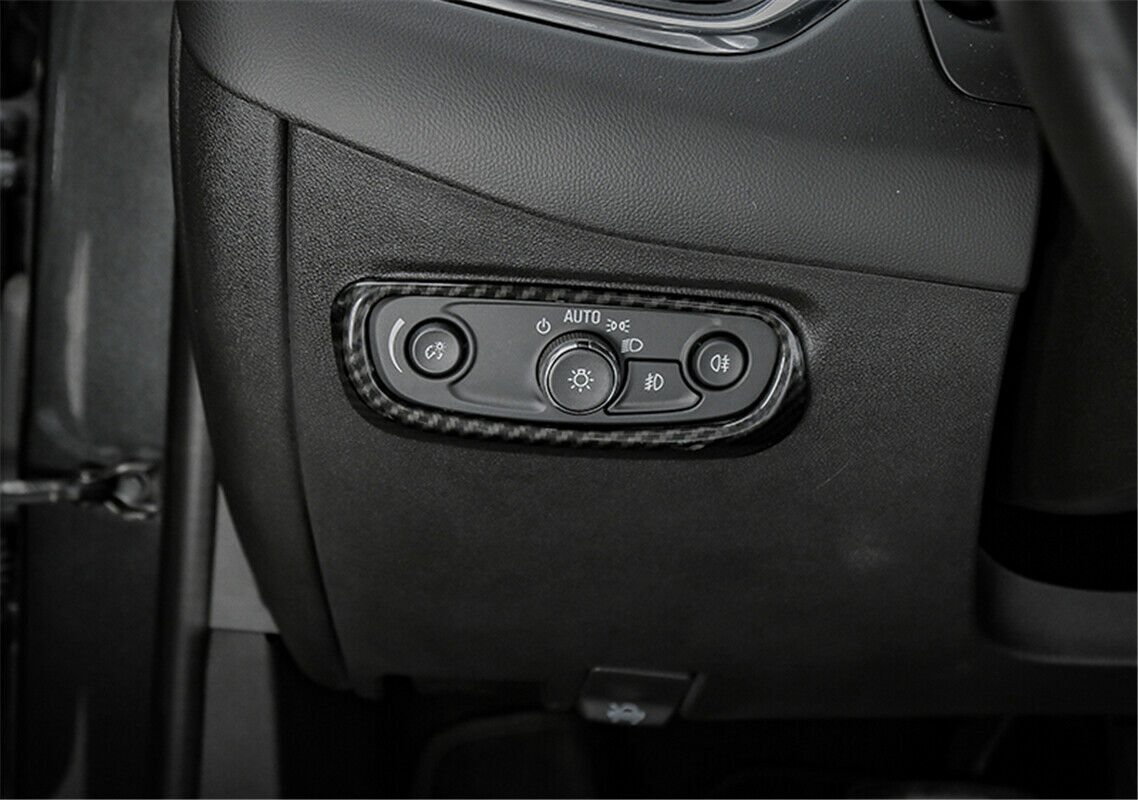 Car Headlight Button Frame Cover Trim Carbon Fiber For Chevry Equinox 2018-2021