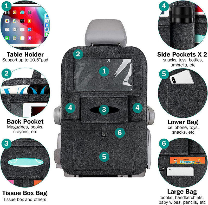 2-Pack Car for Seat Backrest Hanging Storage Bags Car Storage Bags Felt Storage Bags