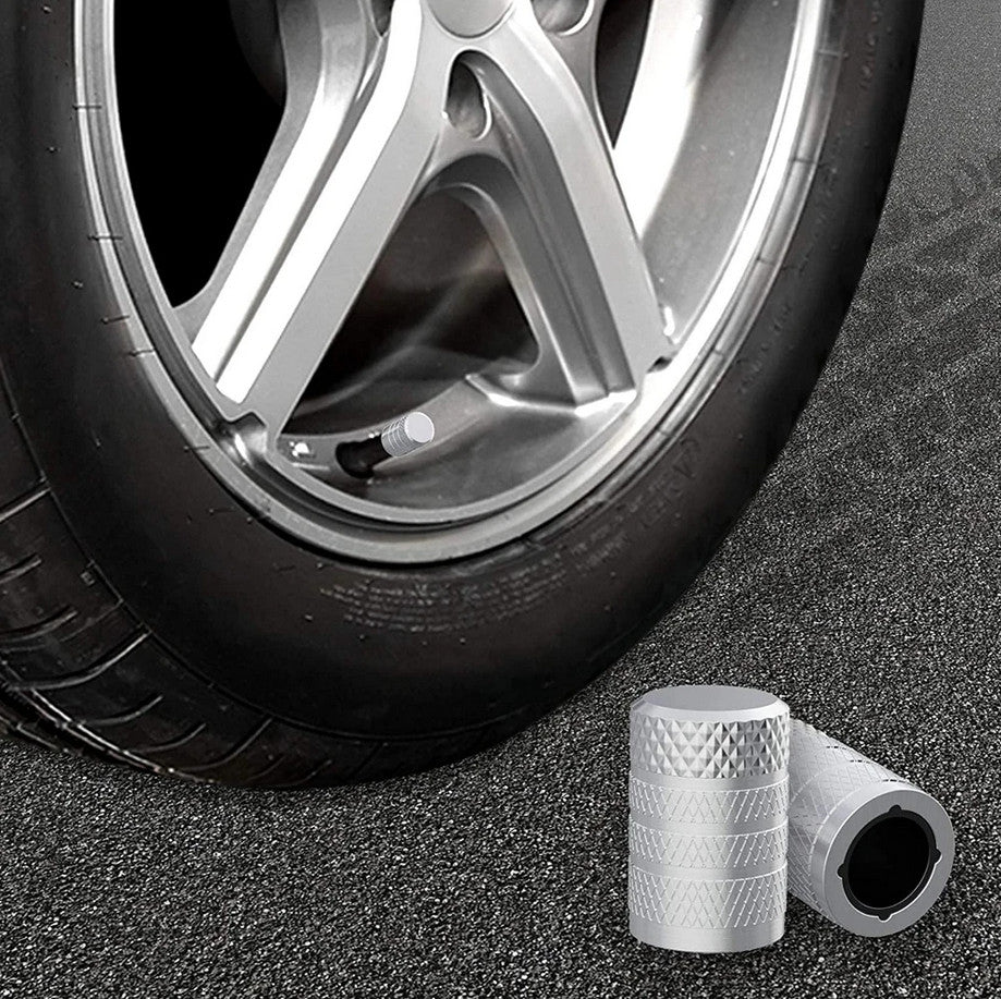 4-piece universal silver tire valve cover rod air dust cover for Honda