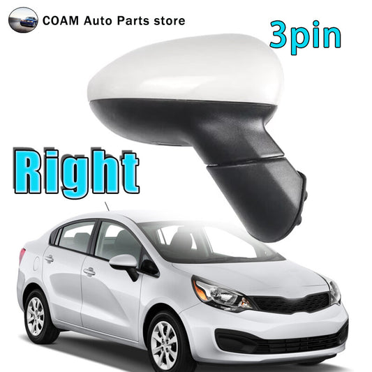 Right white car door exterior rearview mirror assembly 3-inch for Kia Rio 2011-17