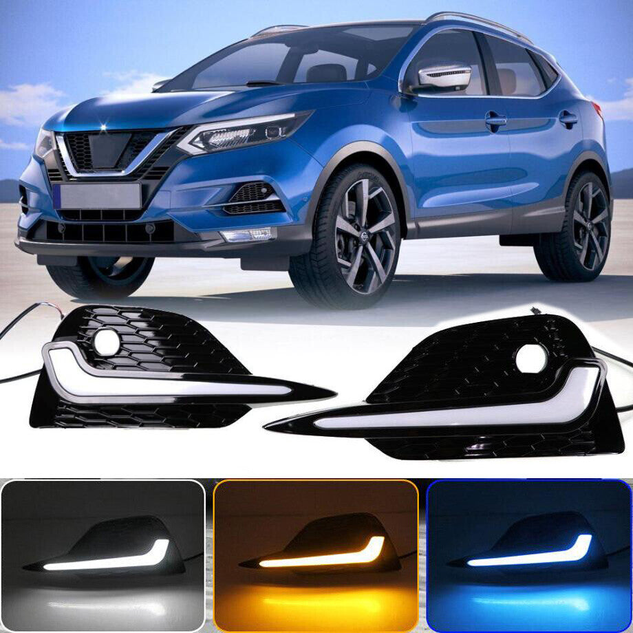 Sporty LED DRL fog lights, daytime running lights (L+R), side profile compatible with 2020-2022 for Nissan Rogue