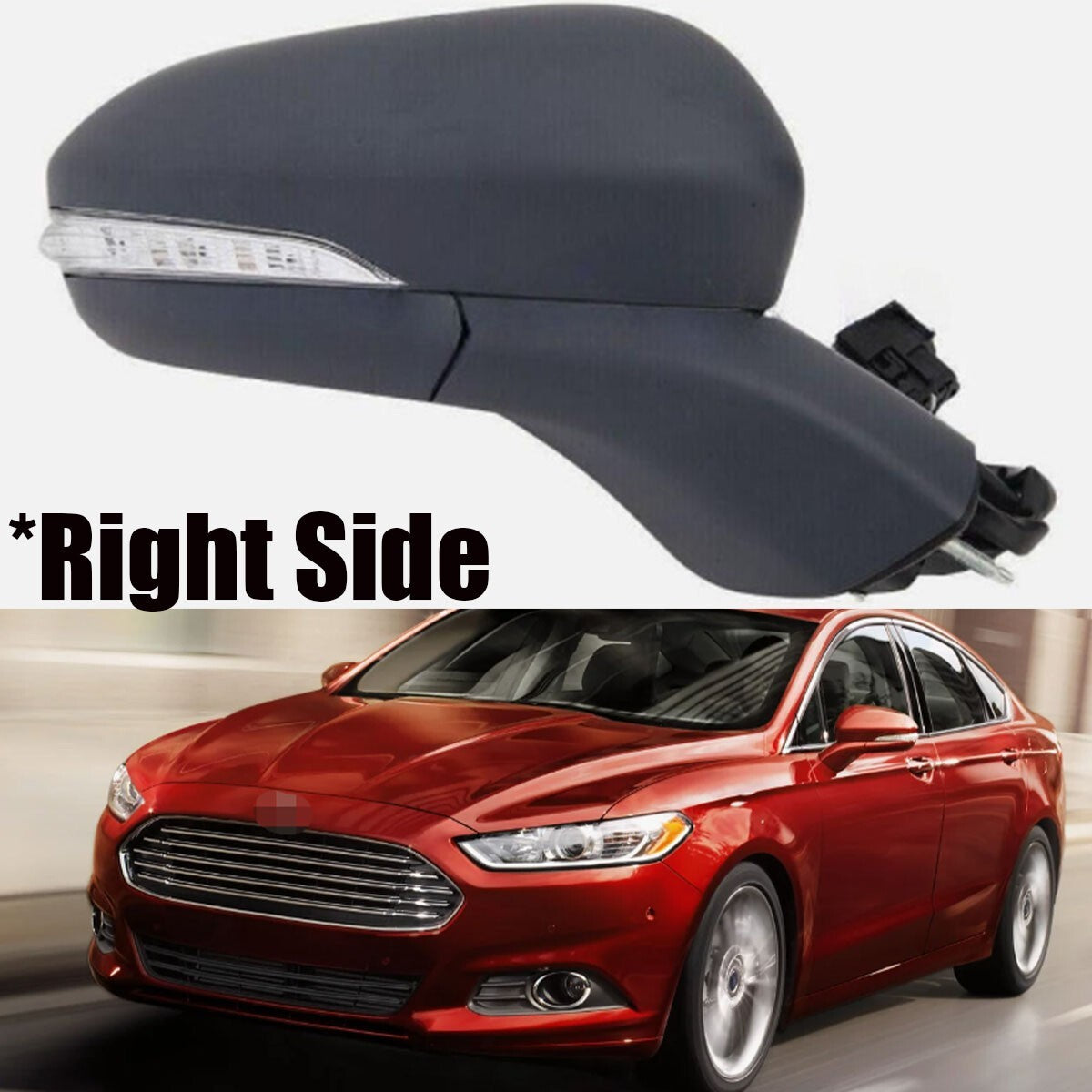 Right Passenger Side Mirror 7Pin Primed Siganl Lamp for Ford Fusion 2015-2020