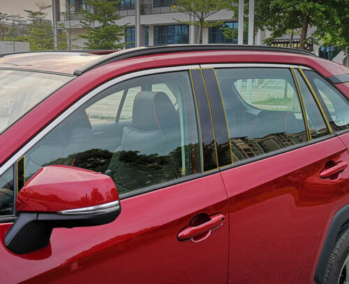 for Toyota RAV4 2019-2022 Black Set Pillar Posts Door Window Trim Decal Cover