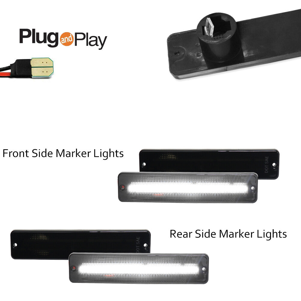 4-piece white LED F+R side marker lights for Jeep CJ5 CJ6 CJ7 CJ8 SJ Wagoneer J10 J20