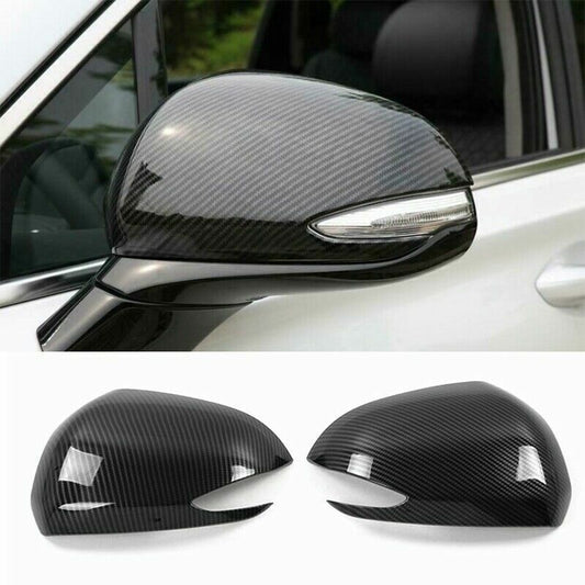 for Hyundai Santa Fe 19-22 Carbon Fiber Side Door Rearview Mirror Cover Trim Cap