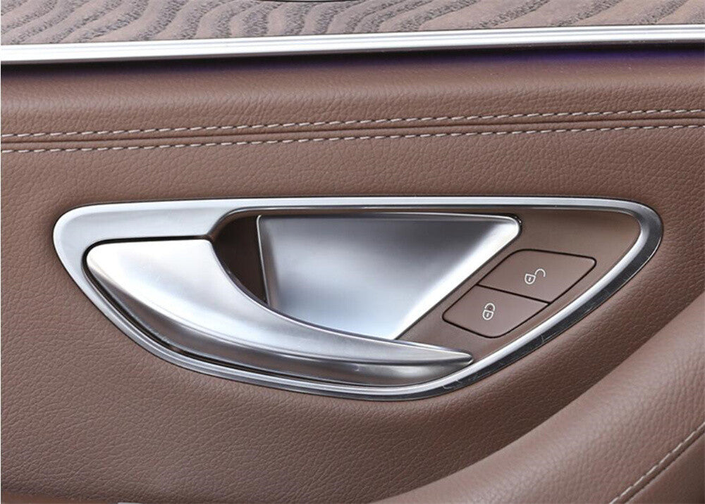 Silver ABS Interior Door Handle Bowl Trim for Benz C E GLC Class W205 W213 2016+