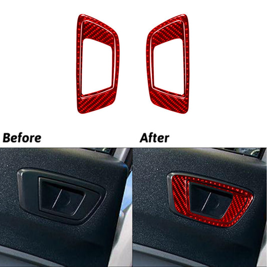 4Pcs Red Carbon Fiber Rear Door Handle Cover Trim for Ford Fiesta 2011-2015