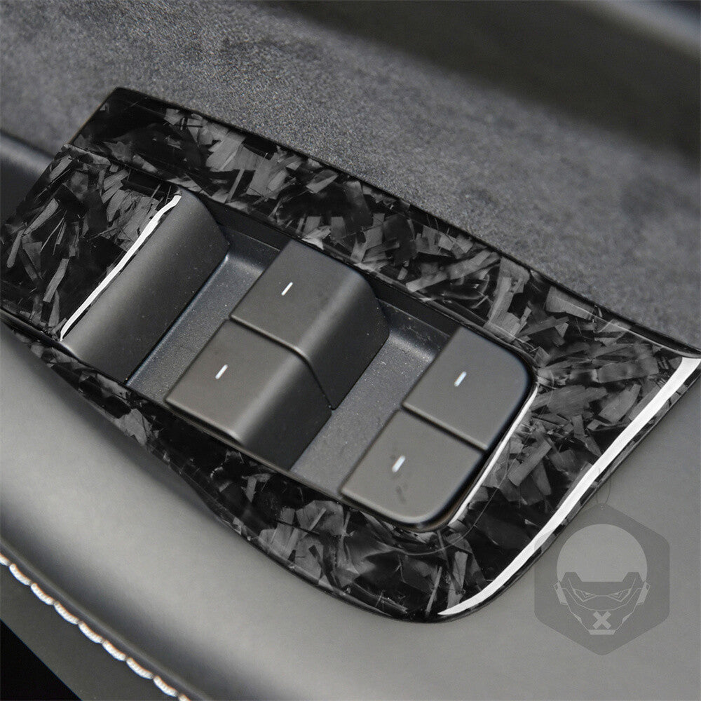 for Tesla Model 3 Y 2017+ Forged Carbon Fiber Window Lift Switch Button Trim RHD