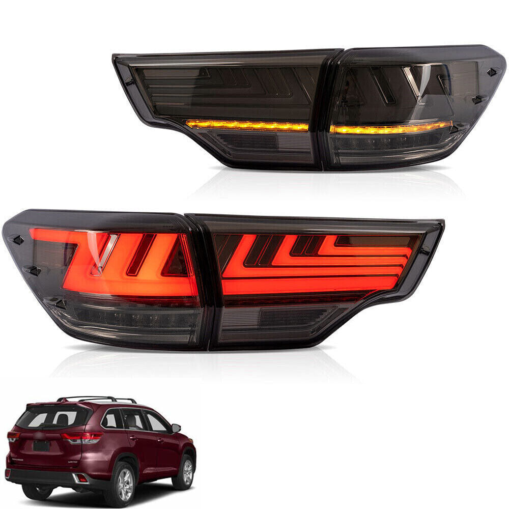 for Toyota Highlander 2014-2019 Smoked Rear Tail Light LED Dynamic Signal Brake