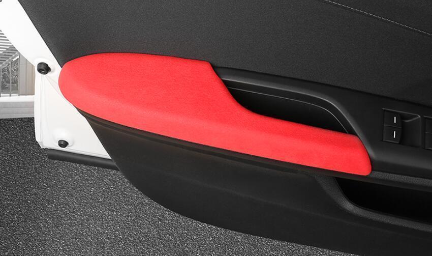 for Honda for Civic Sedan 16-21 Red Alcantara Suede Inner Door Armrest Panel Trim 4x