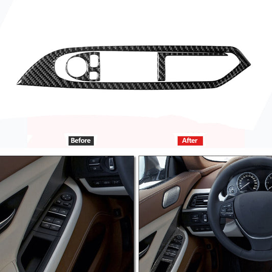 3Pcs Carbon Fiber Driver Window Switch Panel Cover Trim for BMW 6 Series F12 F13