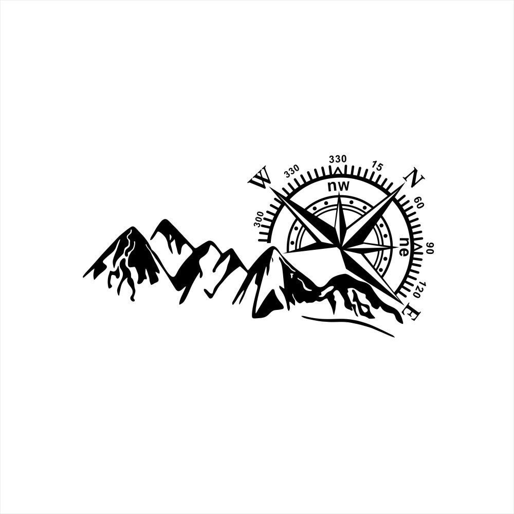 2Pcs Car Sticker Compass Mountain Navigation DIY Offroad Vinyl Decal Waterproof