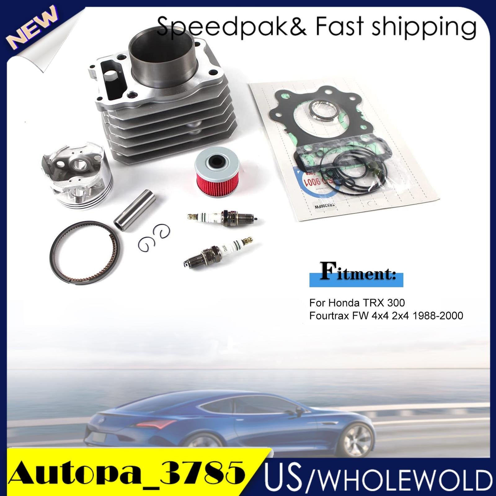 Cylinder Top End Rebuild Kit Fit for Honda TRX 300 Fourtrax FW 4x4 2x4 1988-2000