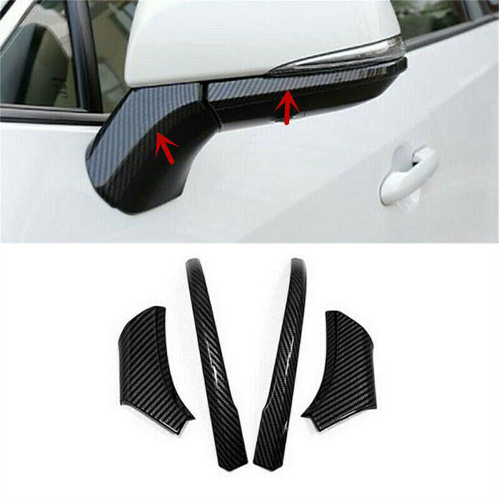 4P Carbon Fiber Rearview Side Mirror Strip Cover Trim for Toyota for Sienna 2021-24