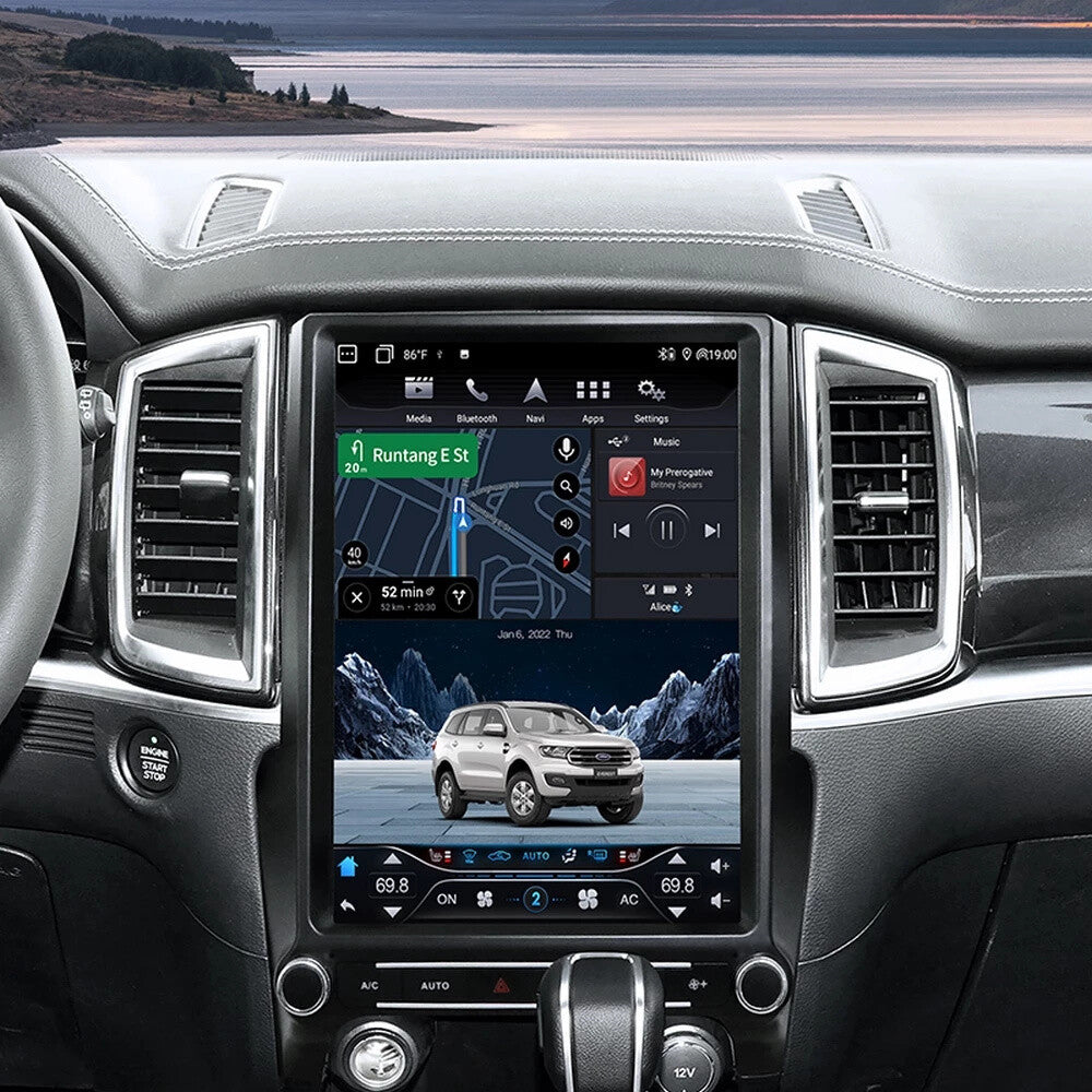 12.1 for Ford Everest Ranger Android 11 Car for Tesla Style Radio GPS Navigation
