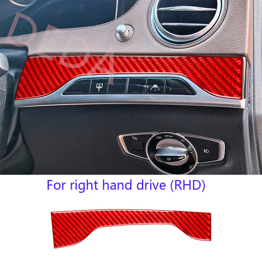 RHD Red Carbon Headlight Switch Up Lane Assist Cover for Benz S Class W222 13-20