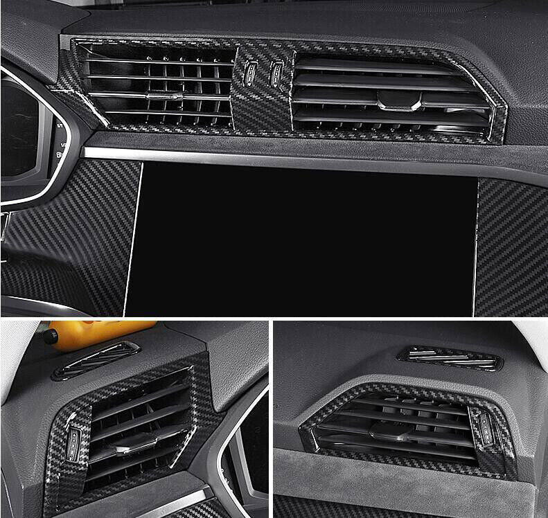 for Audi Q3 2019-24 ABS Carbon Fiber Central Console Air Outlet Vent Frame Trim
