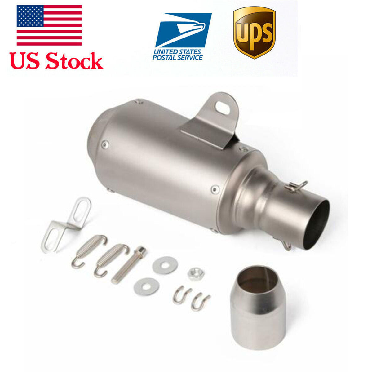 Stainless Steel 38-51mm Universal Motorcycle Short Exhaust Muffler Pipe Slip On