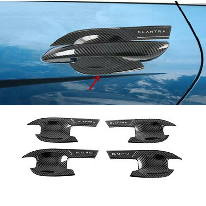 Carbon Fiber Door Handle Bowl Molding Cover Trim for Hyundai for Elantra 2021-2022