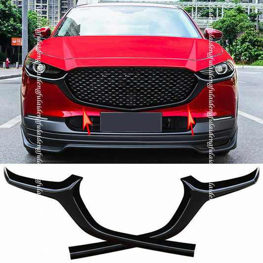 2x for Mazda CX-30 2020-22 Black ABS Front Bumper Grill Moulding Cover Trim Set