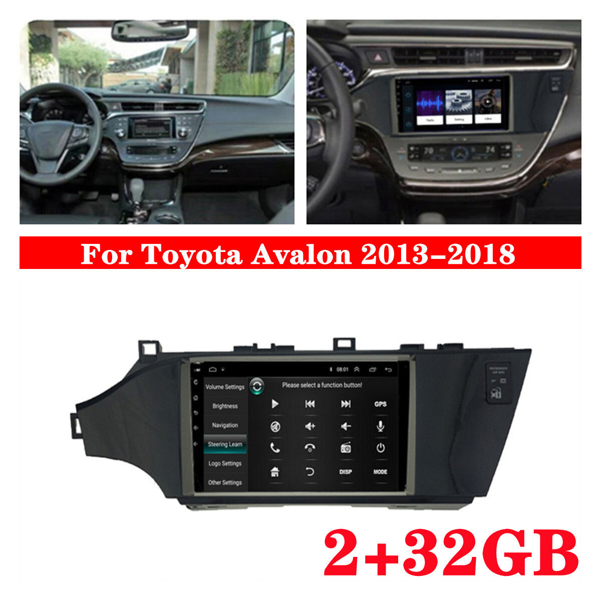 For 2013-18 for Toyota for Avalon Carplay 2+32GB Stereo Radio GPS Navigation WIFI FM 9