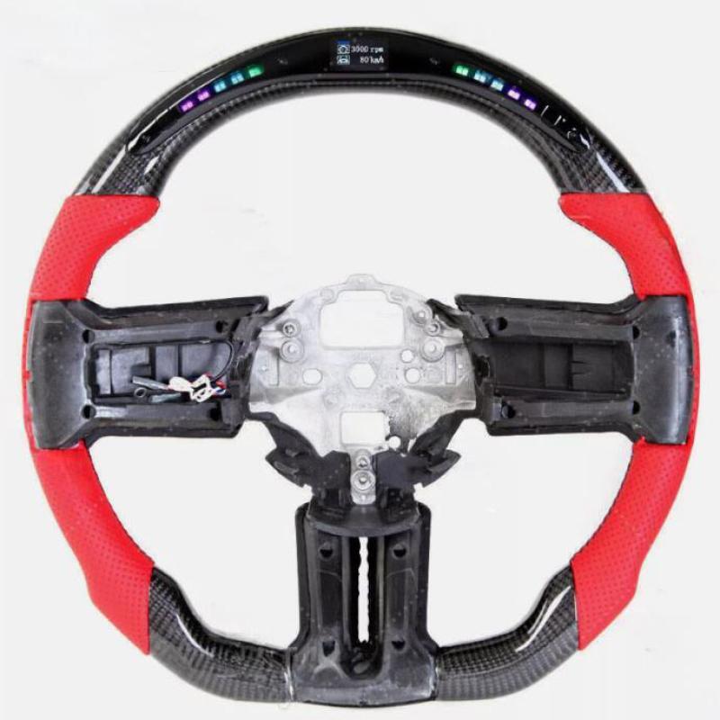 Real Carbon Fiber Leather LED Steering Wheel Sport For 2012-2014 for Ford for Mustang