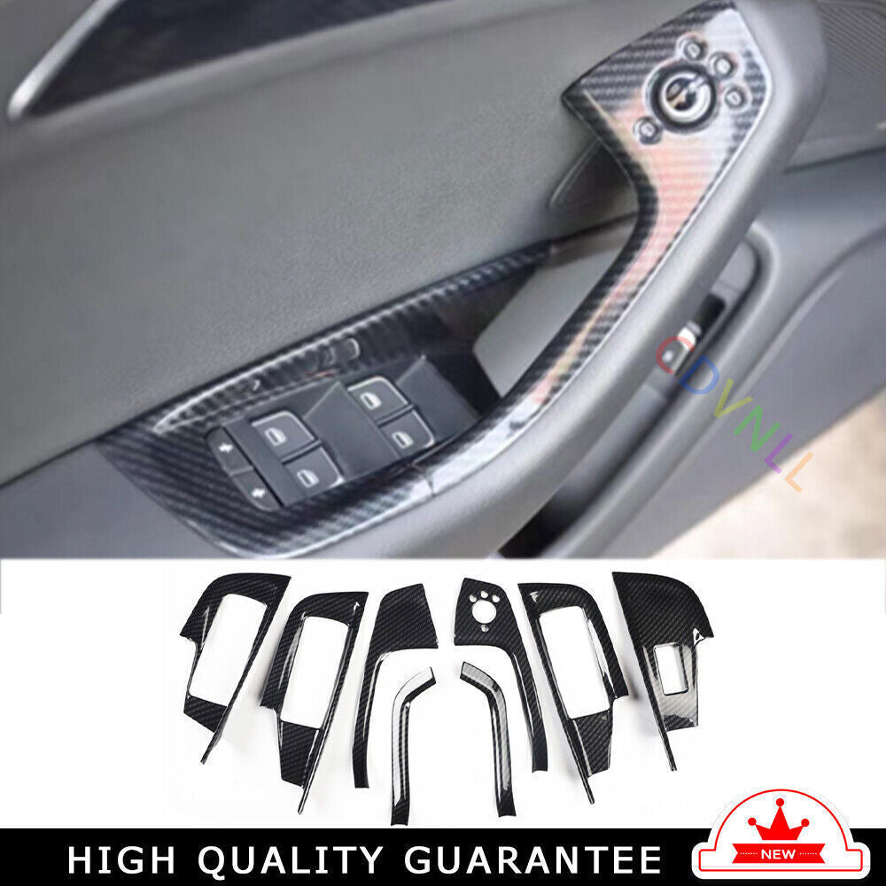 Inner Glass Window Lifting Lock Panel Trim for Audi A6l 2012-18 ABS Carbon Fiber