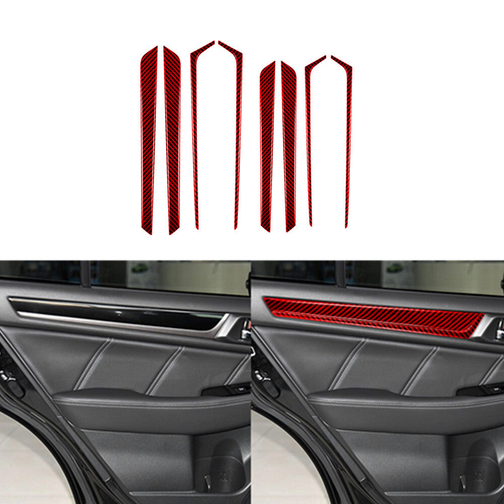 8X Red Carbon Fiber Door Panel Cover Trim for Subaru Outback Legacy 2015-2017