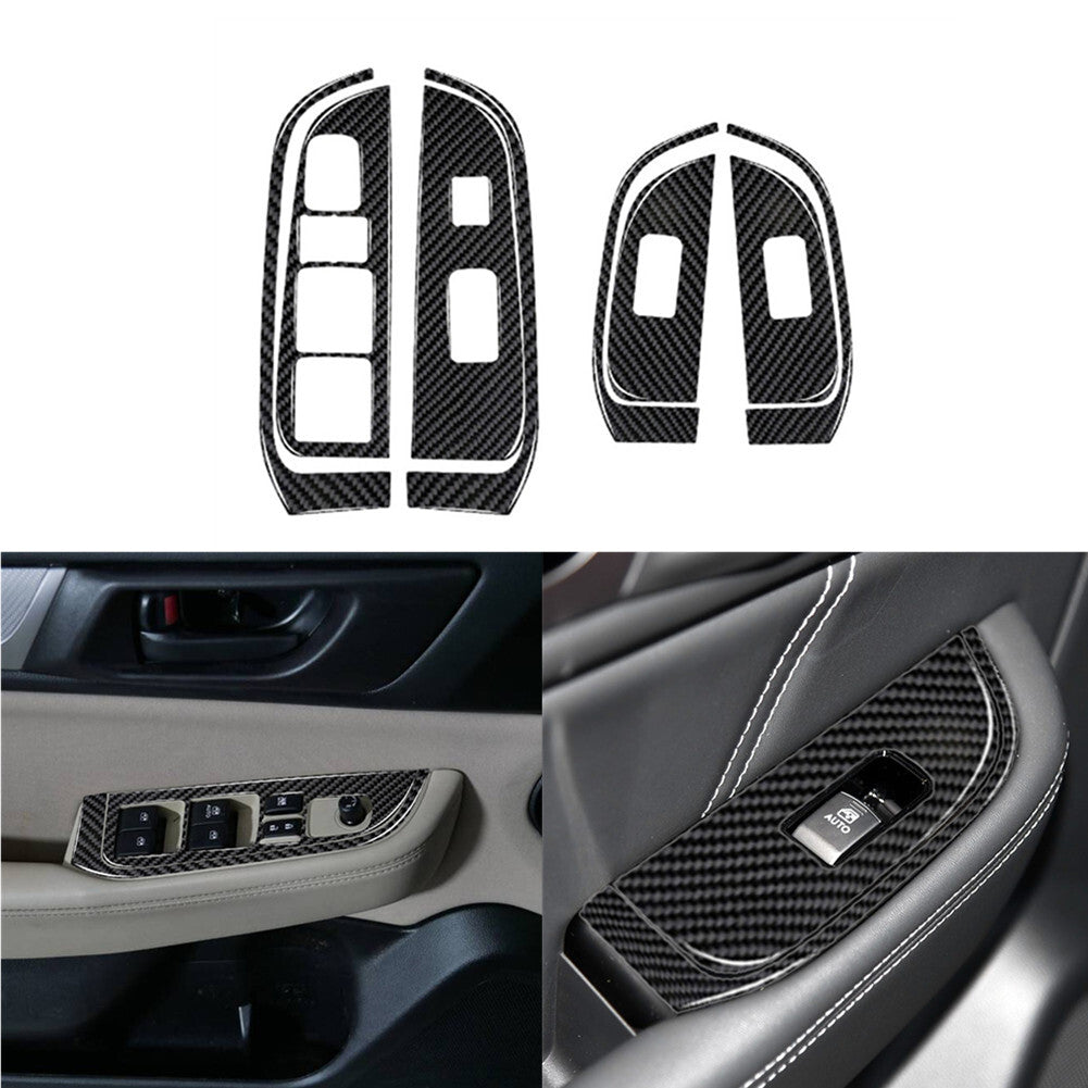 8X Carbon Fiber Window Lift Panel Cover Trim for Subaru Outback Legacy 2015-2017