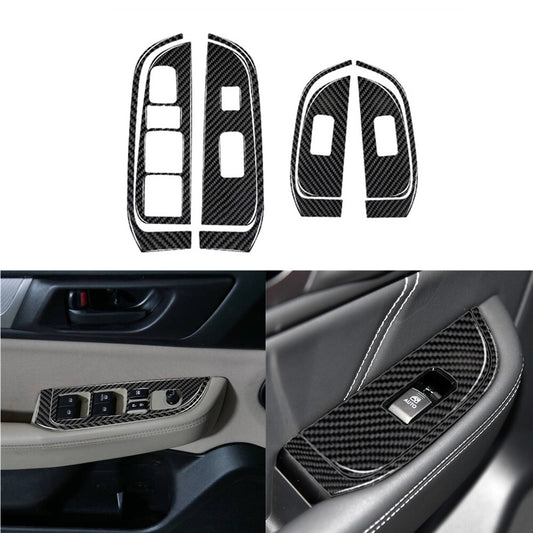 8X Carbon Fiber Window Lift Panel Cover Trim for Subaru Outback Legacy 2015-2017