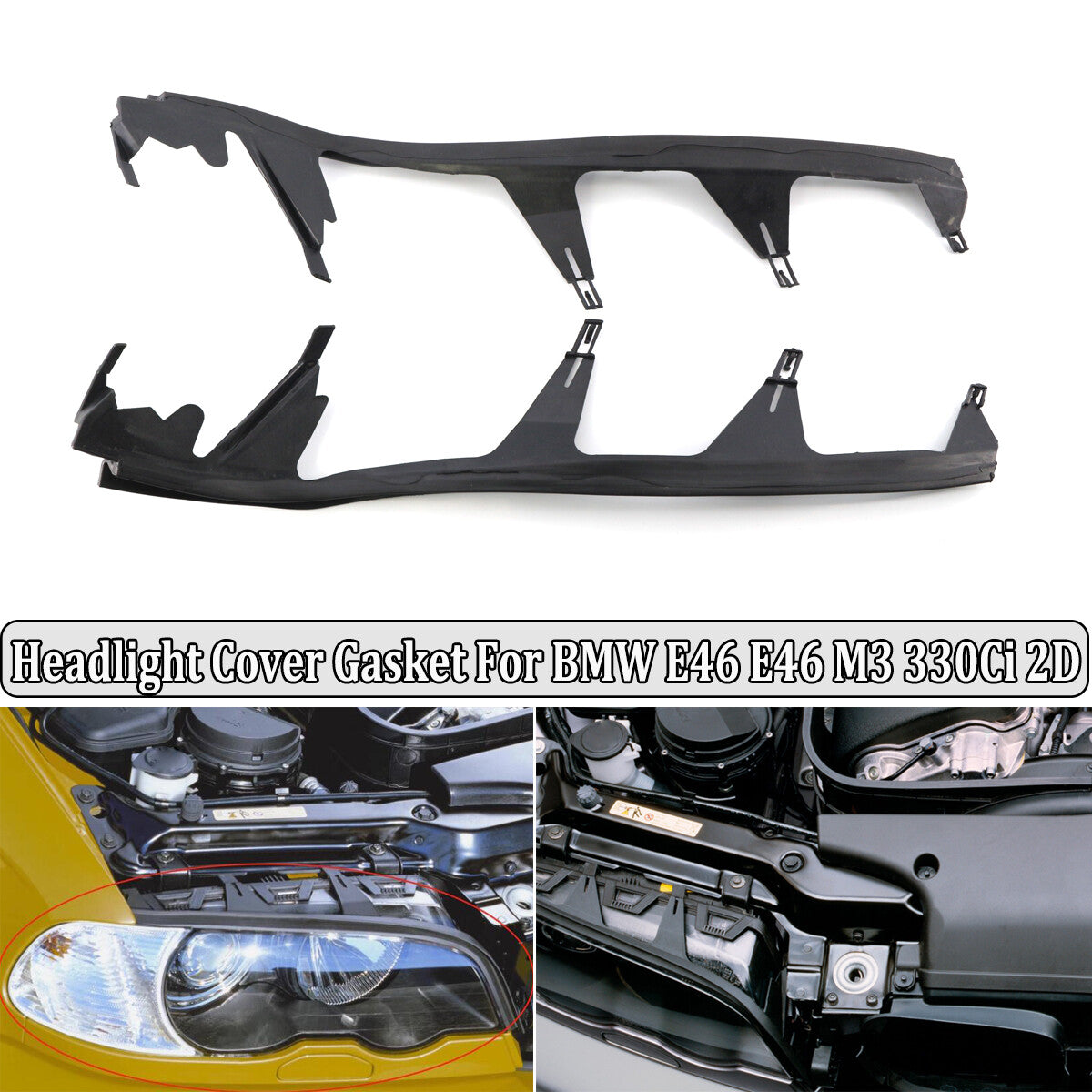 A pair of headlight protection strip spacers suitable for BMW 3 Series E46 M3 330Ci