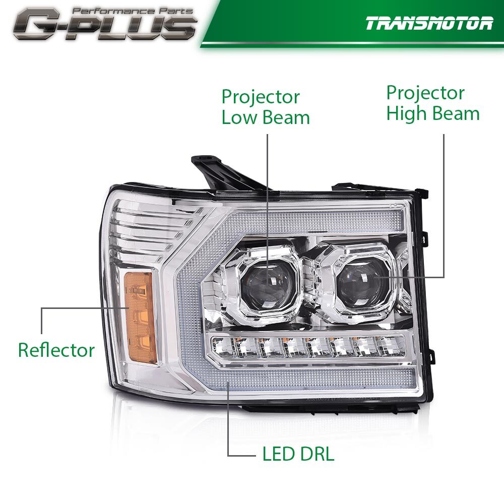 2007-2013 for GMC for Sierra 1500 2500HD 3500HD LED DRL Simplified Lighting