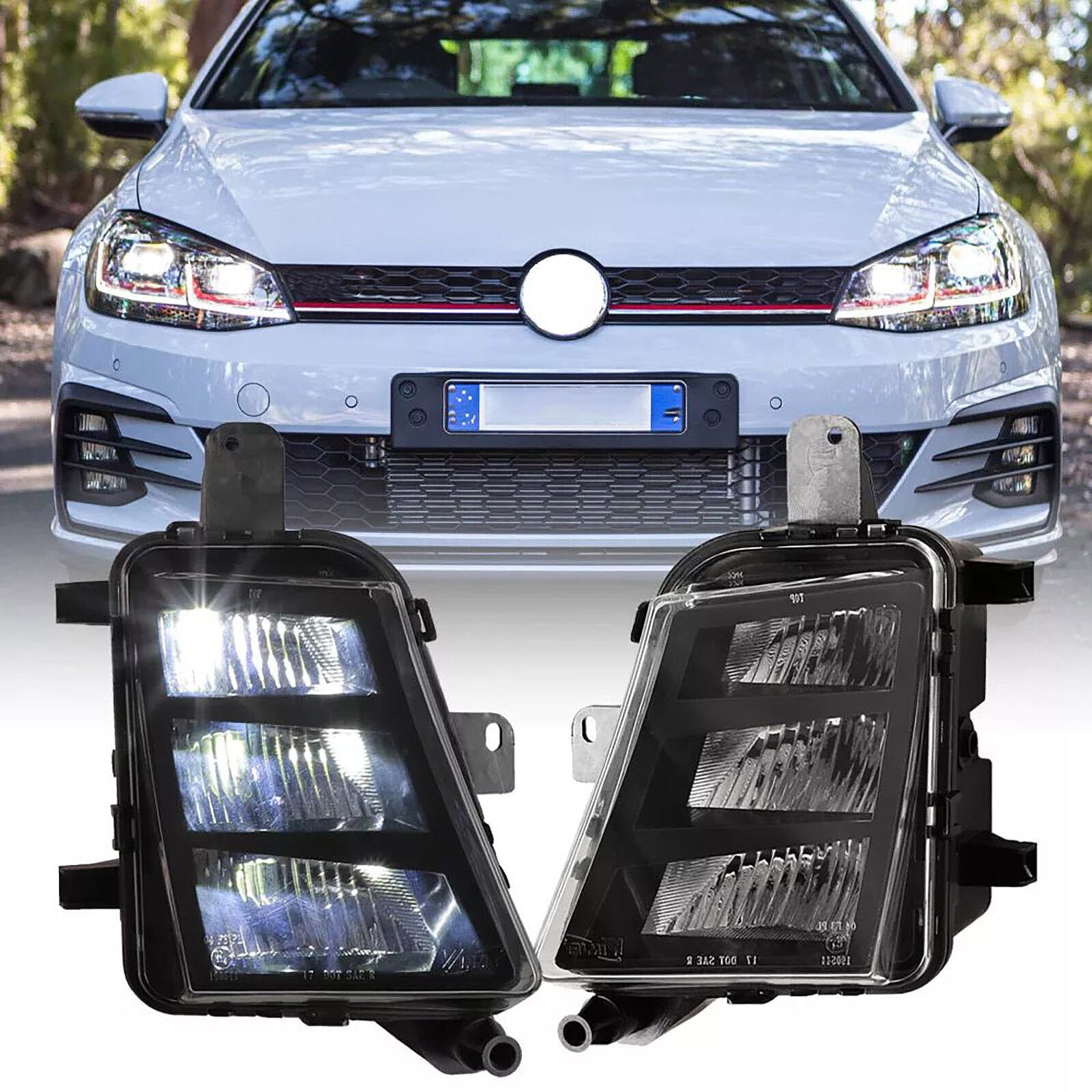 1 Pair LED Fog Lights Bumper Lamps 5GM941699A for Volkswagen for Golf GTI 2014-2017