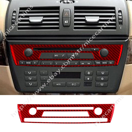 Fit for BMW X3 E83 2004-10 Red Carbon Fiber Central Control CD Switch Panel Trim